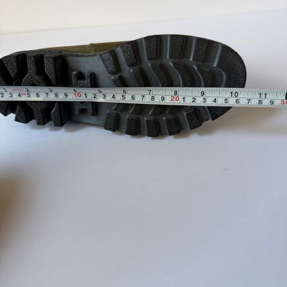 LOFINA Green Suede Lug Sole Zip Ankle Boots 6470 Euro 38 US 7.5 Italian - Picture 14 of 15